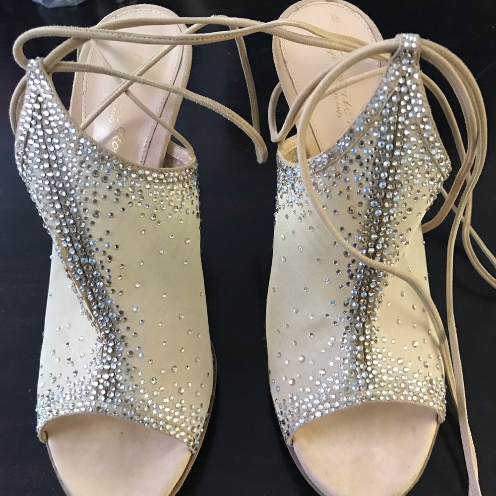 Gianvito Rossi Crystal Mesh Ankle - Wrap Sandals